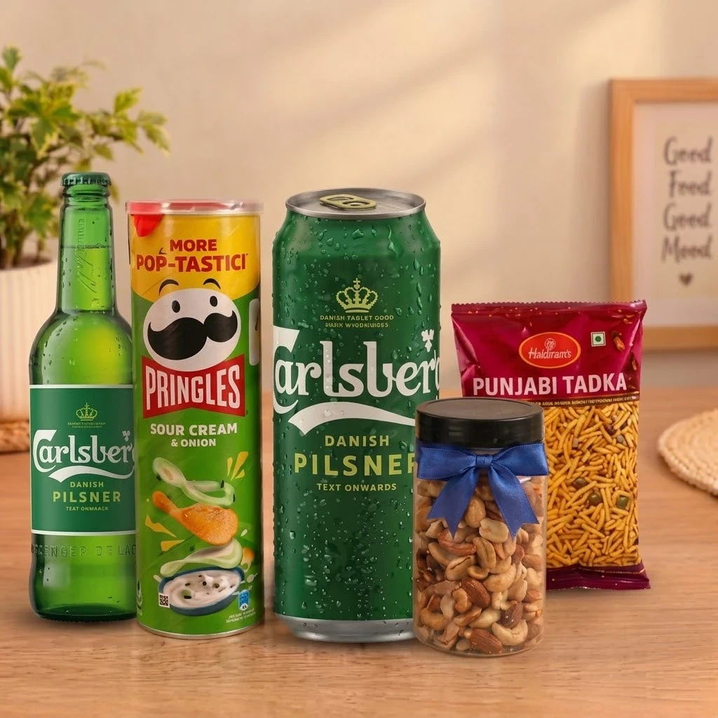Send Carlsberg Beer, Pringles & Snacks Gift Hamper | Order Online