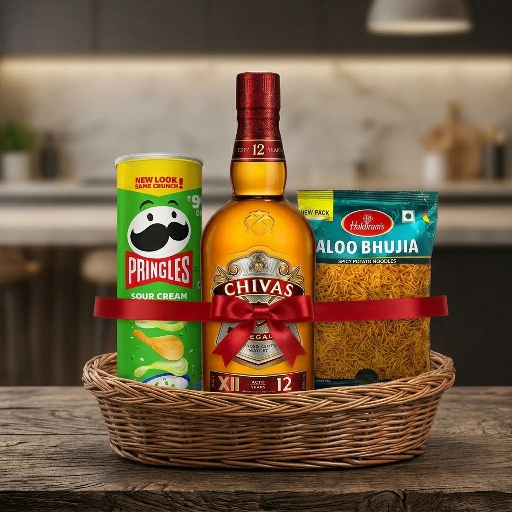 Imported Whiskey & Snacks Gift Combo