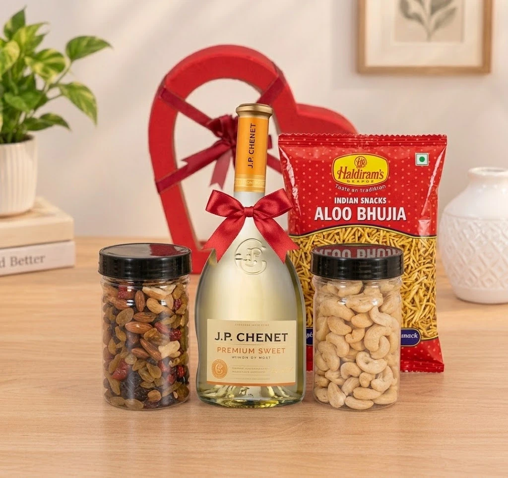 J.P. Chenet Sweet Wine, Dry Fruits & Snacks Gift Combo